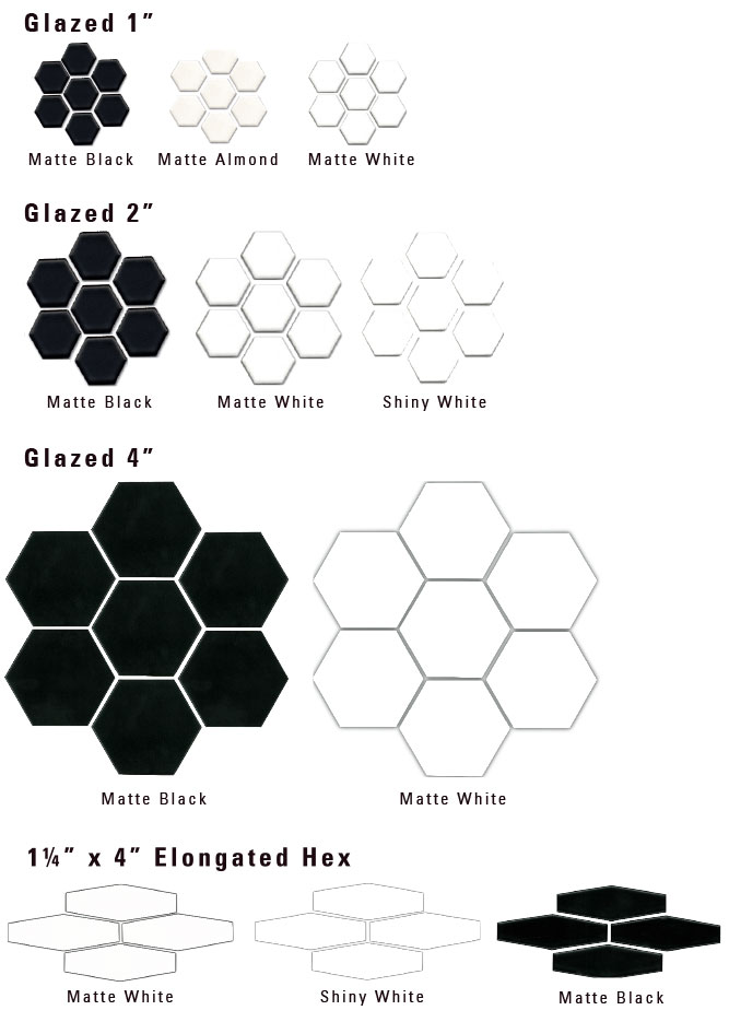 hex mosaics sizes