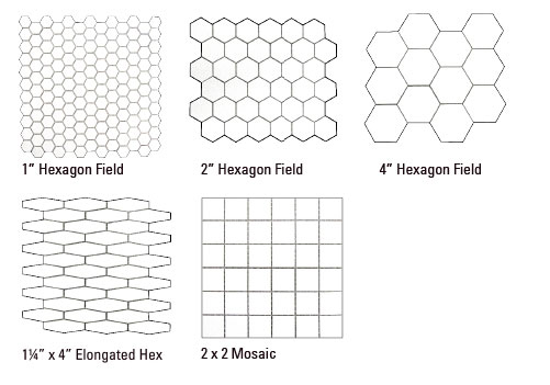 hex mosaics sizes